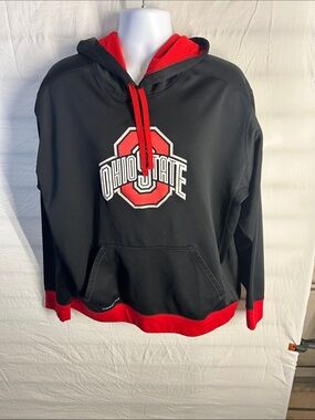 Nike Men’s Black and Red Crewneck Hoodie with Ohio State Logo